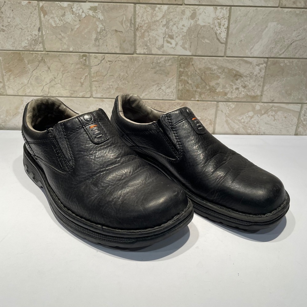 Merrell World Legend Mens Black Leather Slip On Loafers Shoes J45055 Size 9